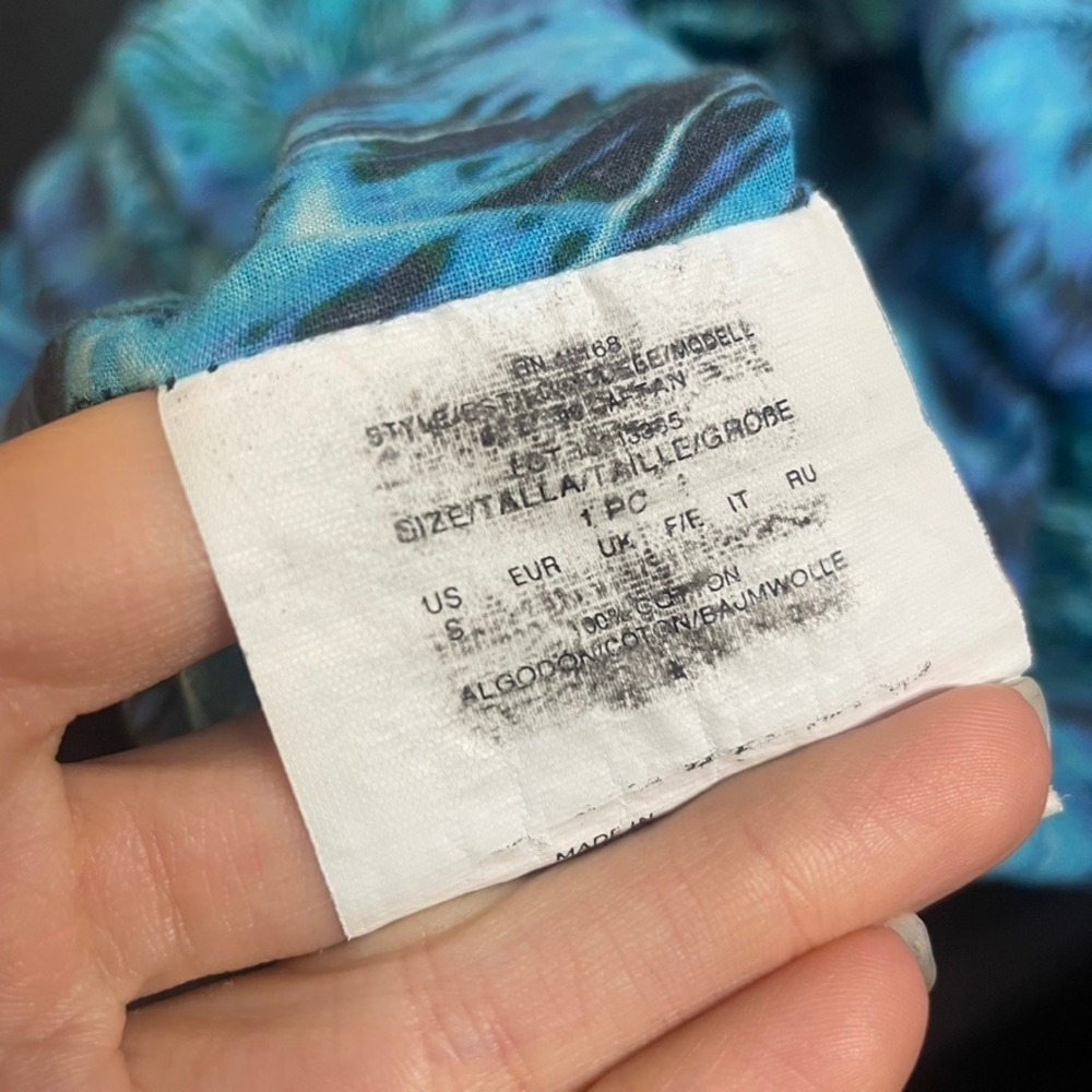 Miraclesuit Womens Blue Green Ikat Chevron Tassel Cotton Kaftan Cover Up Small - Picture 3 of 3